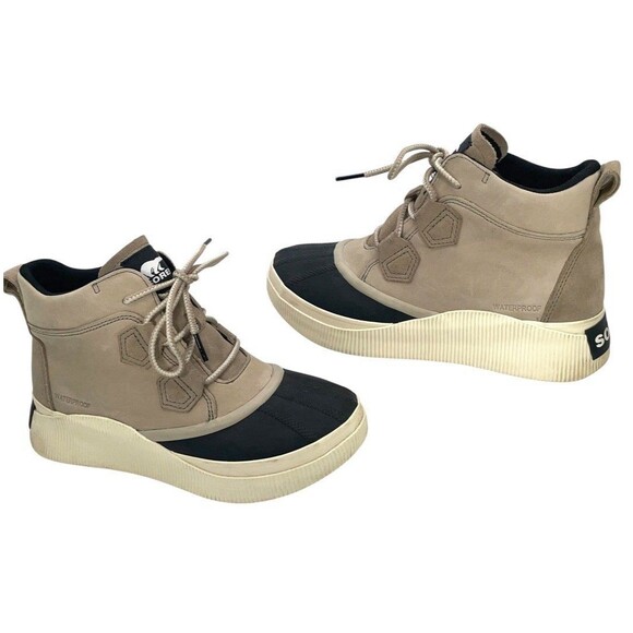 Sorel Shoes - Sorel Out N About IV Waterproof Duck Boots Womens 7.5 Beige Black Lace Up